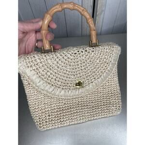 Dayne Taylor Raffia Handbag Japan Metal Turnlock 1960s Vintage Double Sided